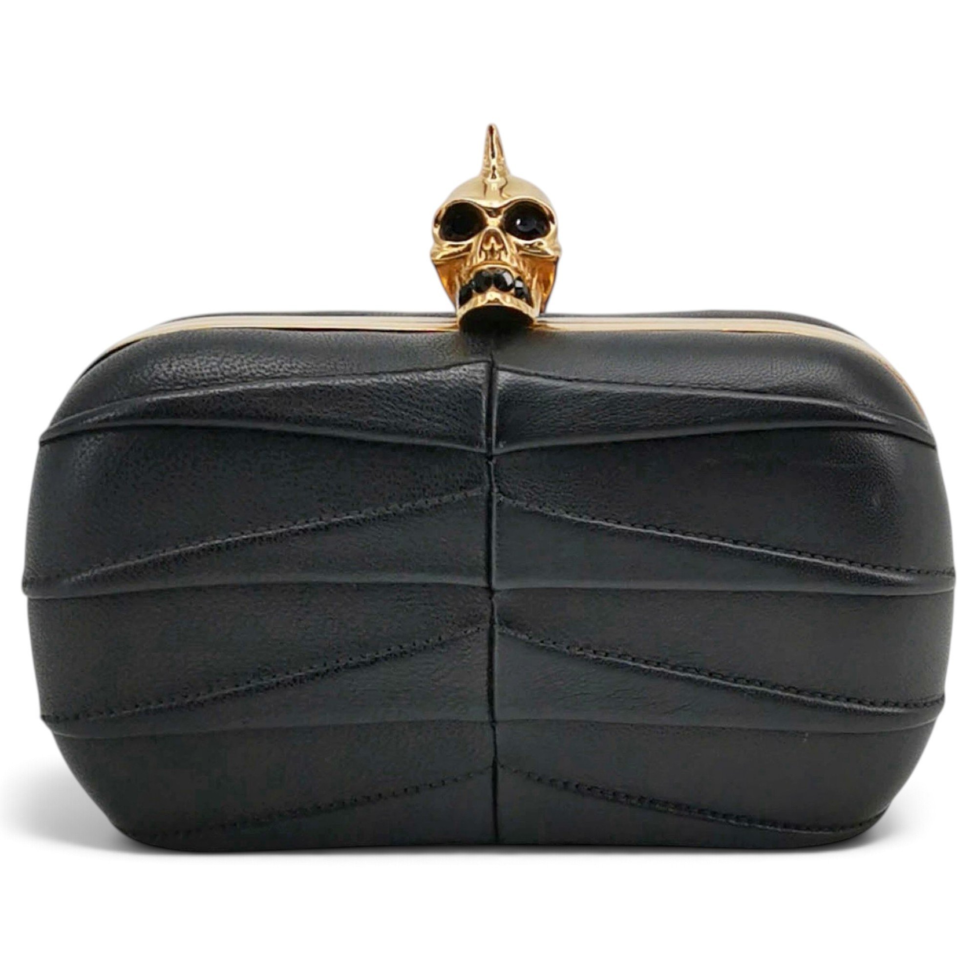 Skull leather clutch bag