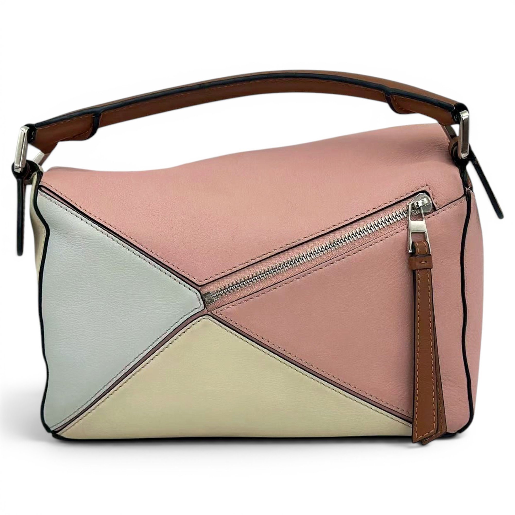 Puzzle leather handbag