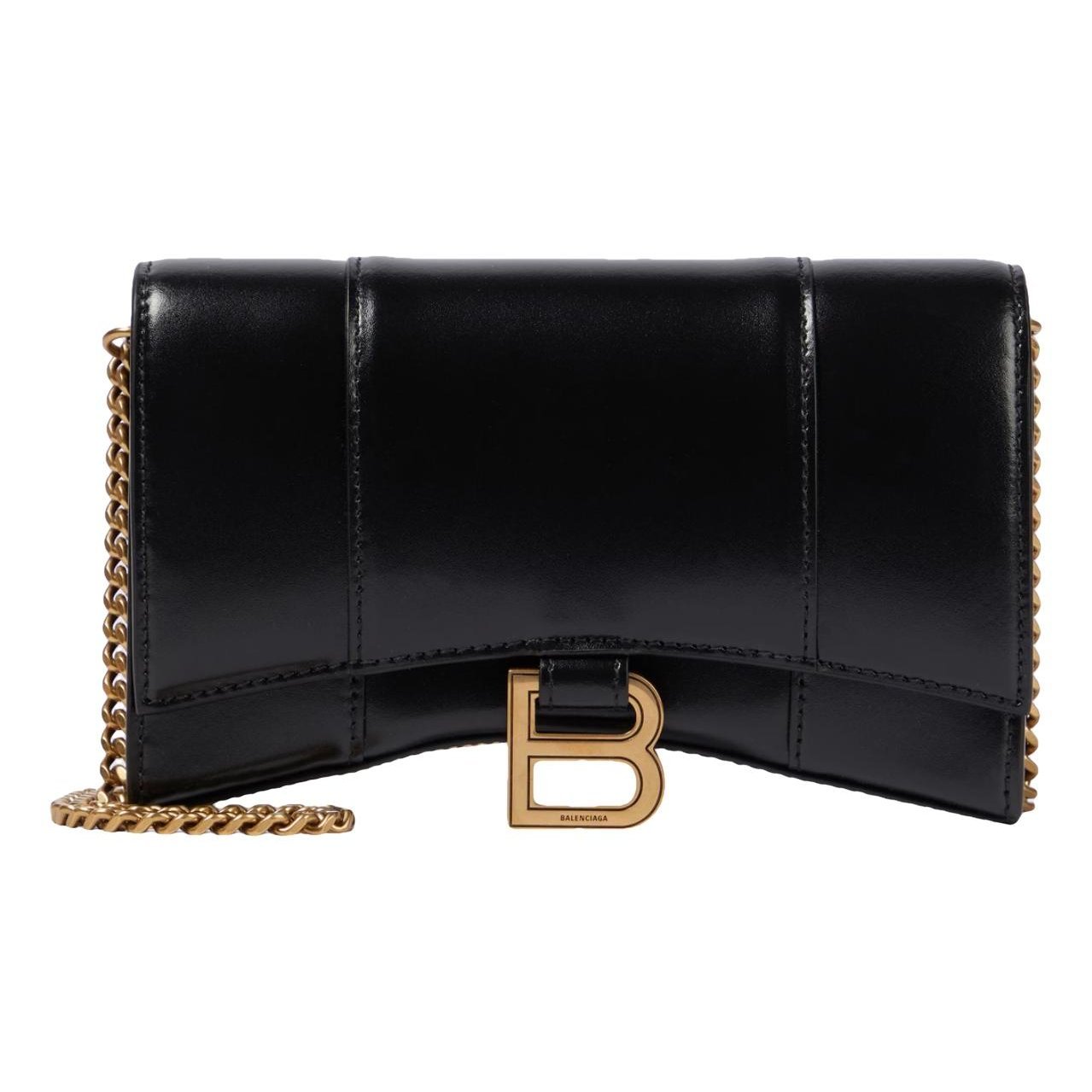 Hourglass leather handbag