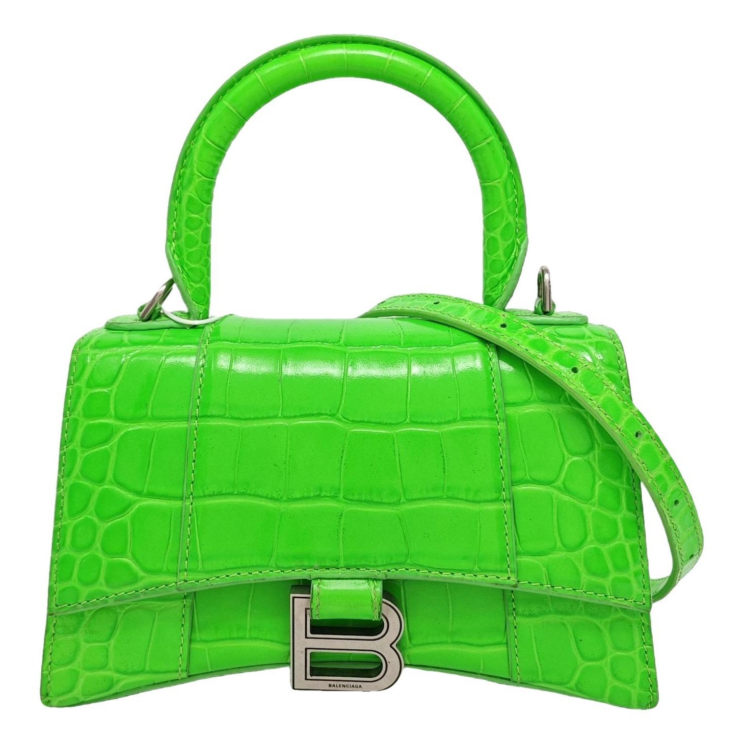 Hourglass leather handbag