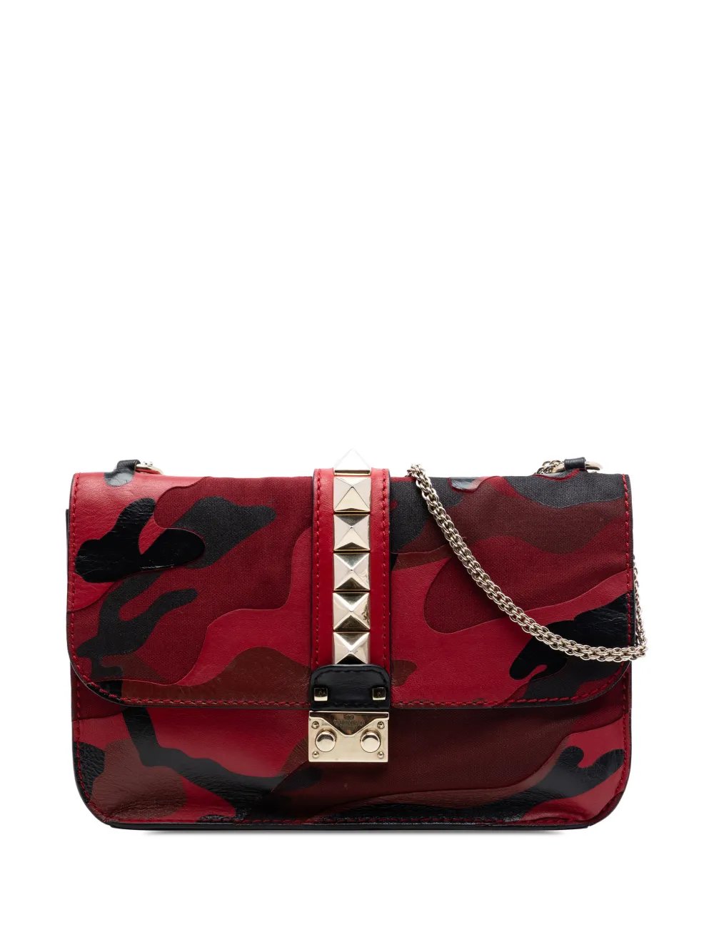 Valentino Garavani 2018-2026 Medium Nappa and Canvas Camouflage Rockstud Glam Lock crossbody bag