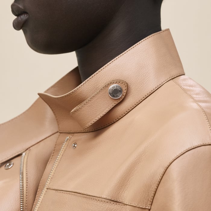 Beige Zénith Leather Jacket