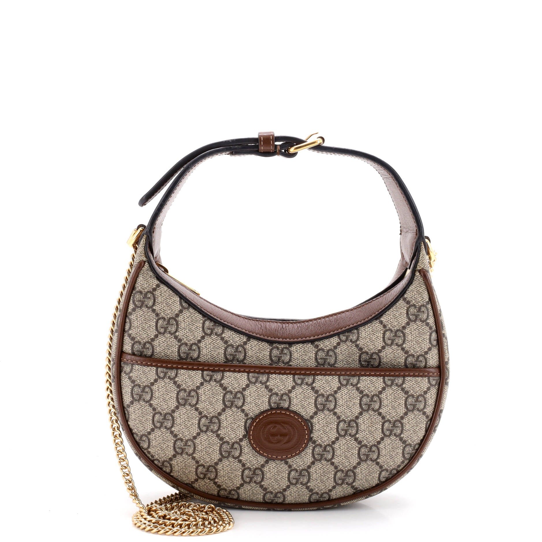 Interlocking G Patch Half Moon Hobo GG Coated Canvas Mini
