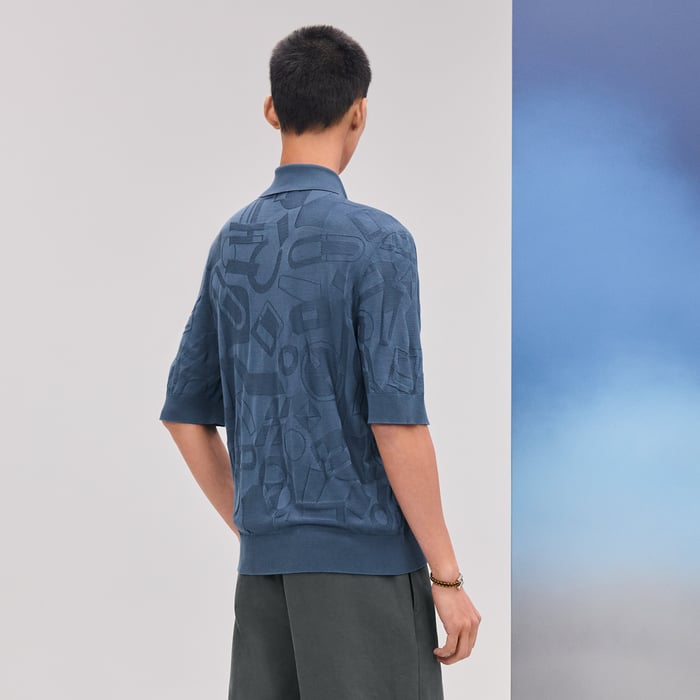 Bleu Turquin "Fragments Equestres" Polo Shirt