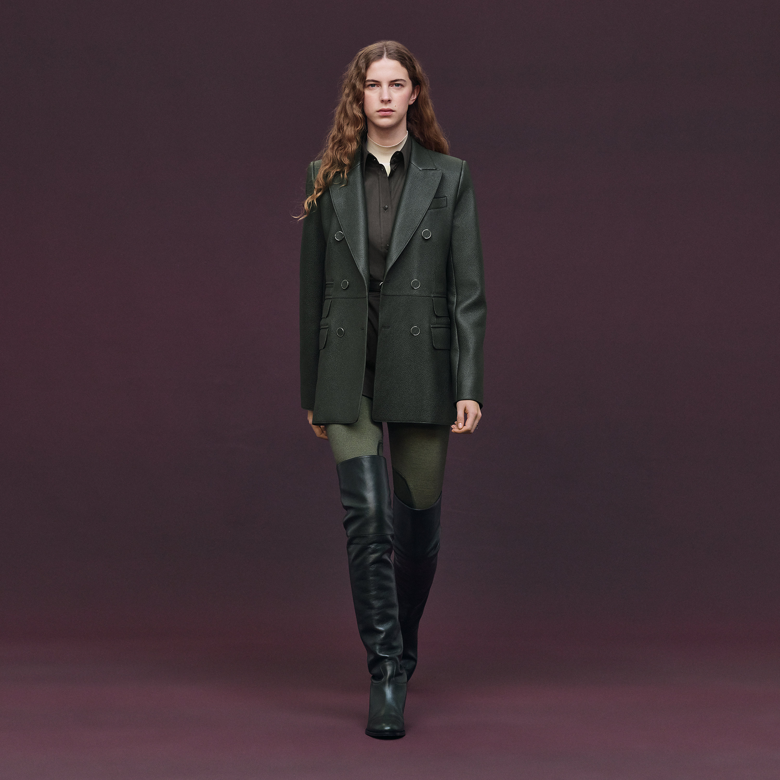Wrap leather suit jacket