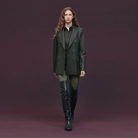 Wrap leather suit jacket