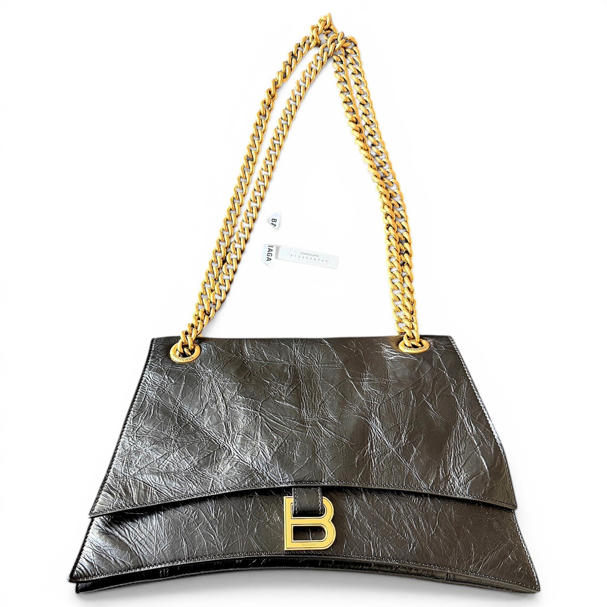 Crush leather handbag