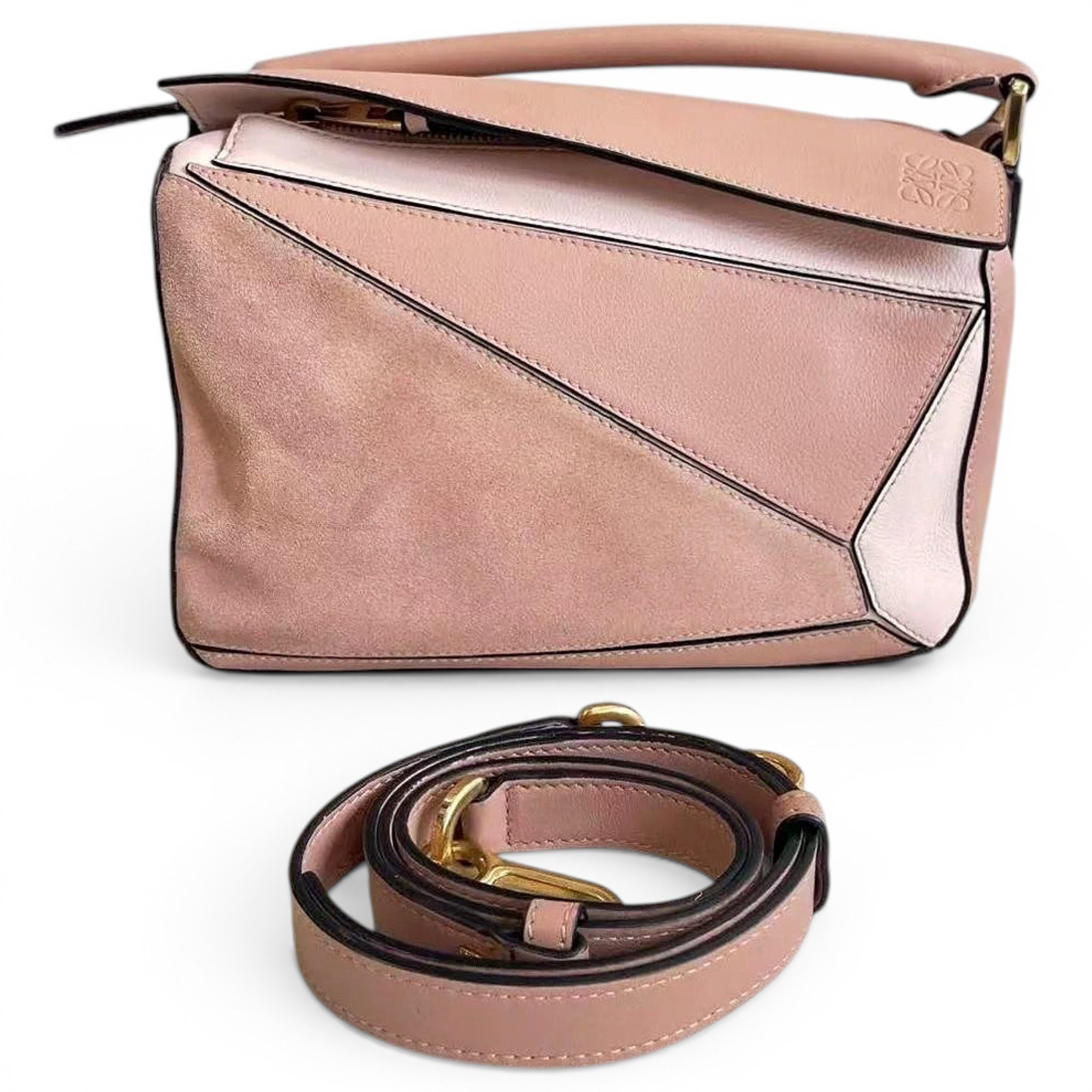 Puzzle leather handbag