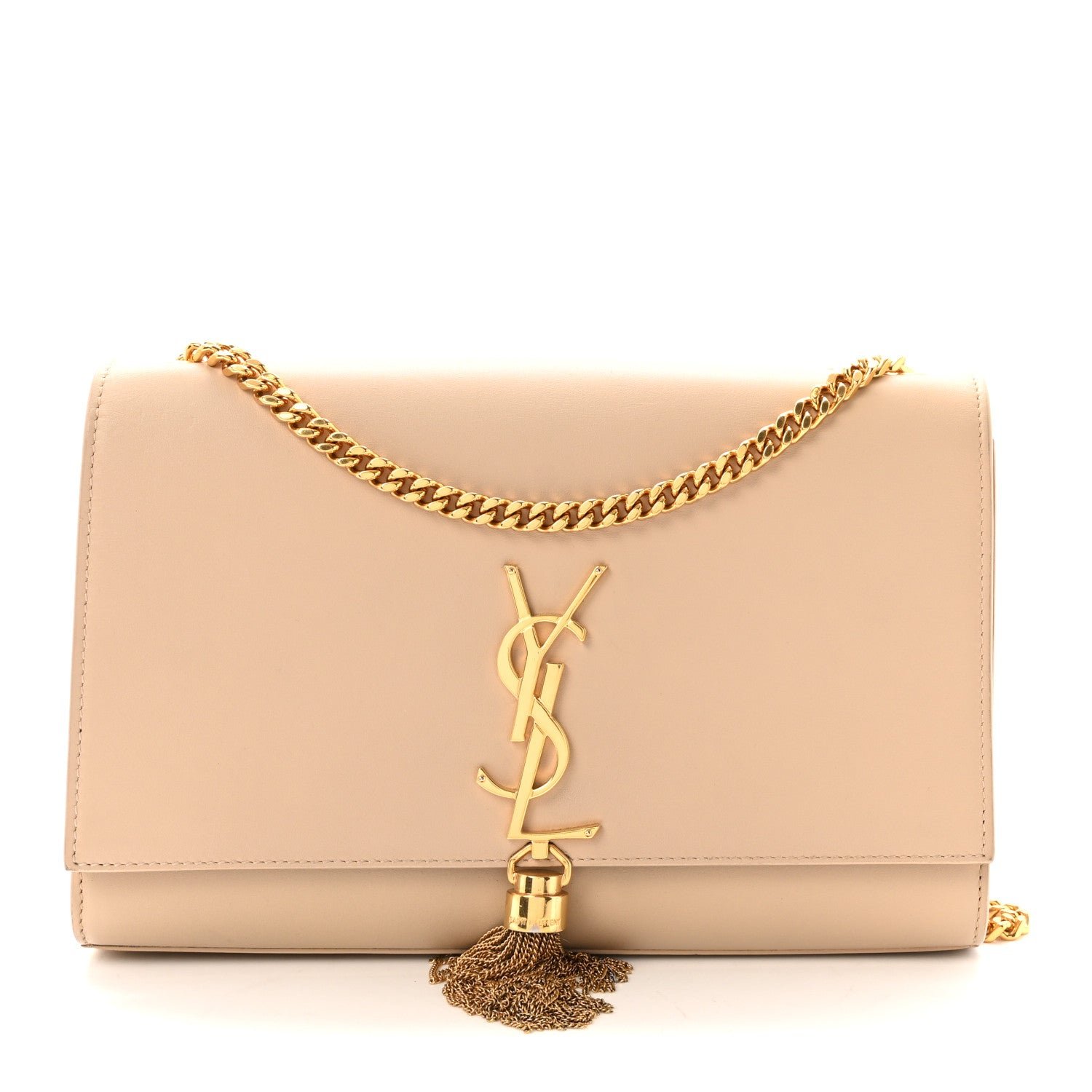Saint Laurent Smooth Calfskin Medium Classic Monogram Kate Tassel Satchel Nude Powder