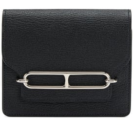 Hermes Black Chèvre Mysore Roulis Slim Wallet Palladium Hardware, 2021