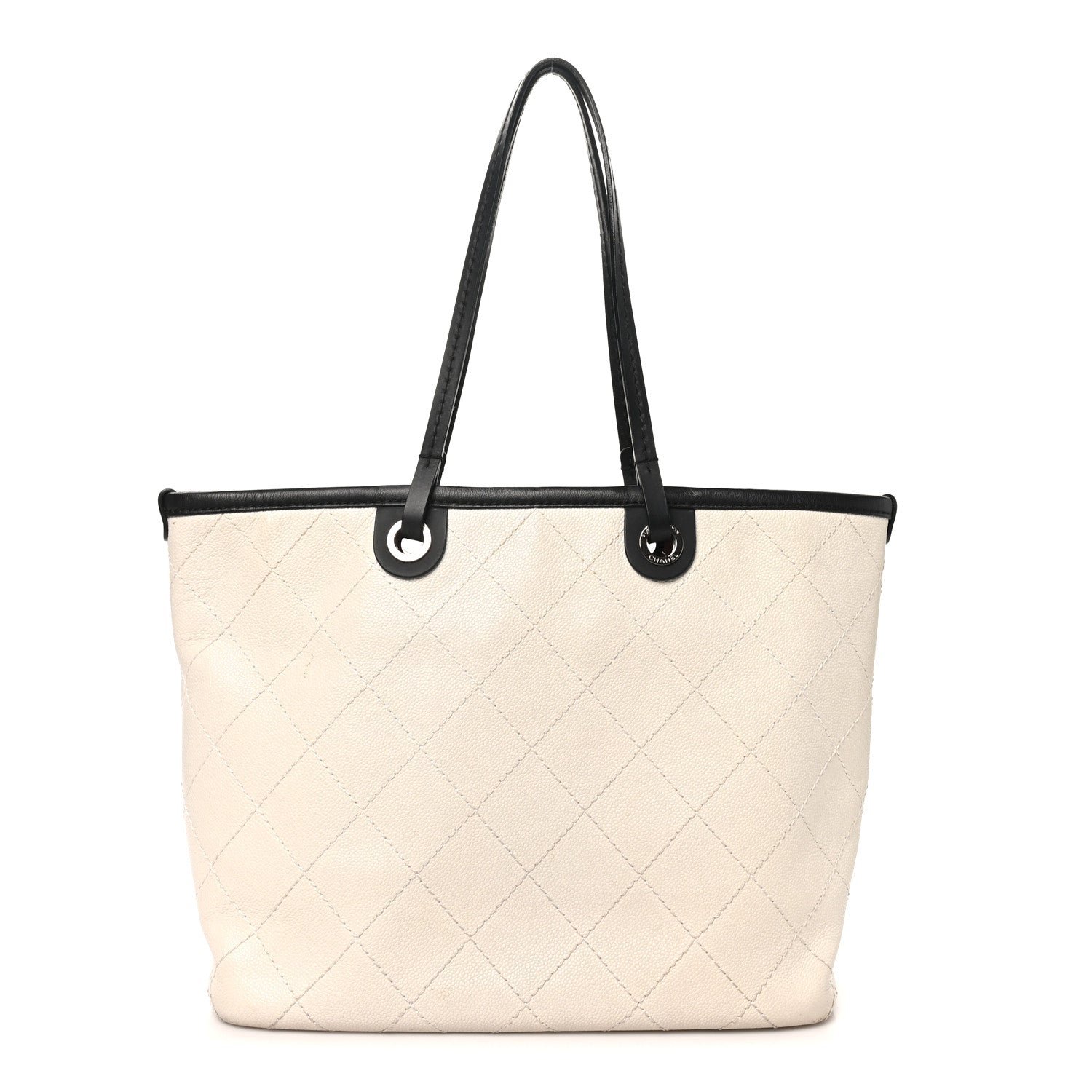Chanel Grained Calfskin Shopping Fever Tote White