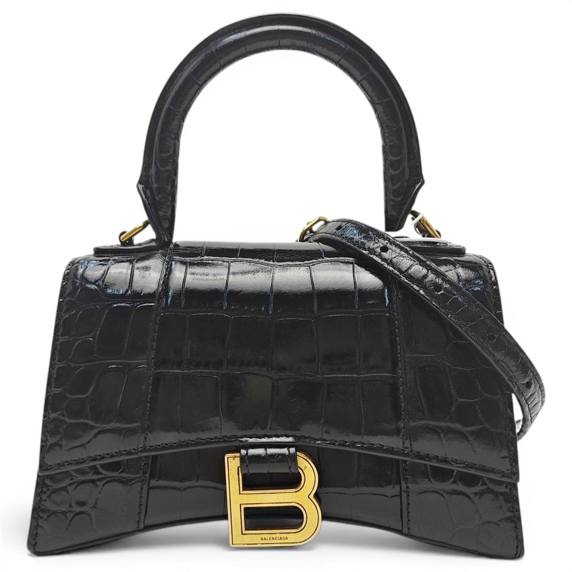 Hourglass leather handbag