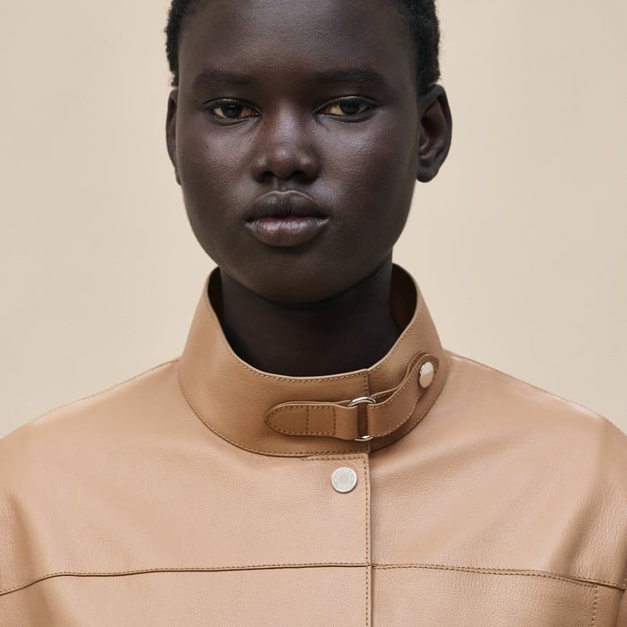 Beige Zénith Leather Jacket