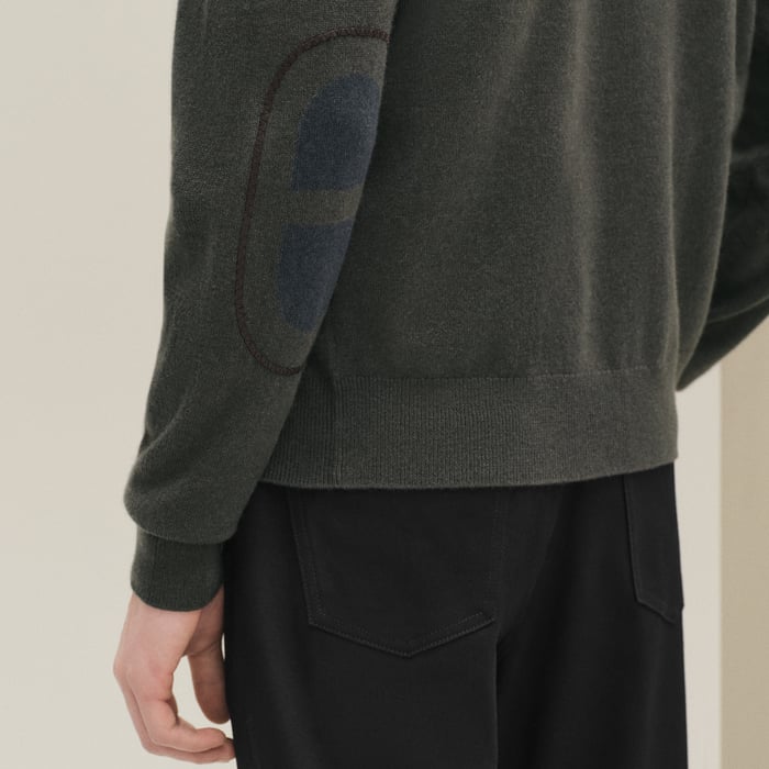 Vert Chrome Cashmere "Maillon Chaine d'Ancre" Hooded Jacket