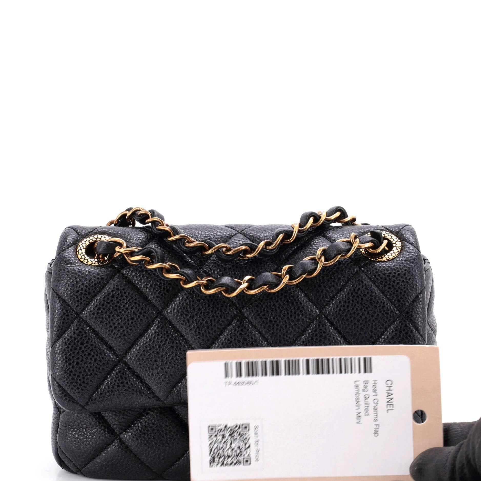 Textured CC Classic Single Flap Bag Quilted Caviar Mini