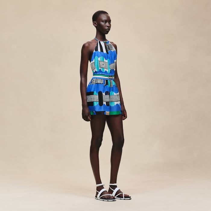 Bleu Cobalt "Bride a Bloc" Beach Combishort