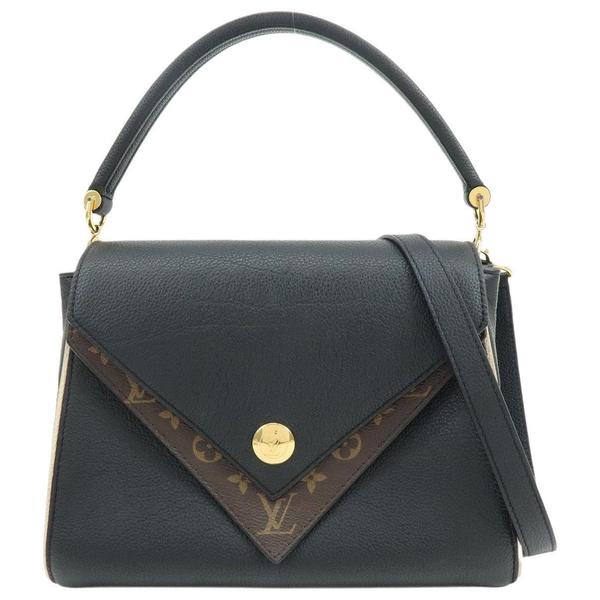 Double V leather handbag
