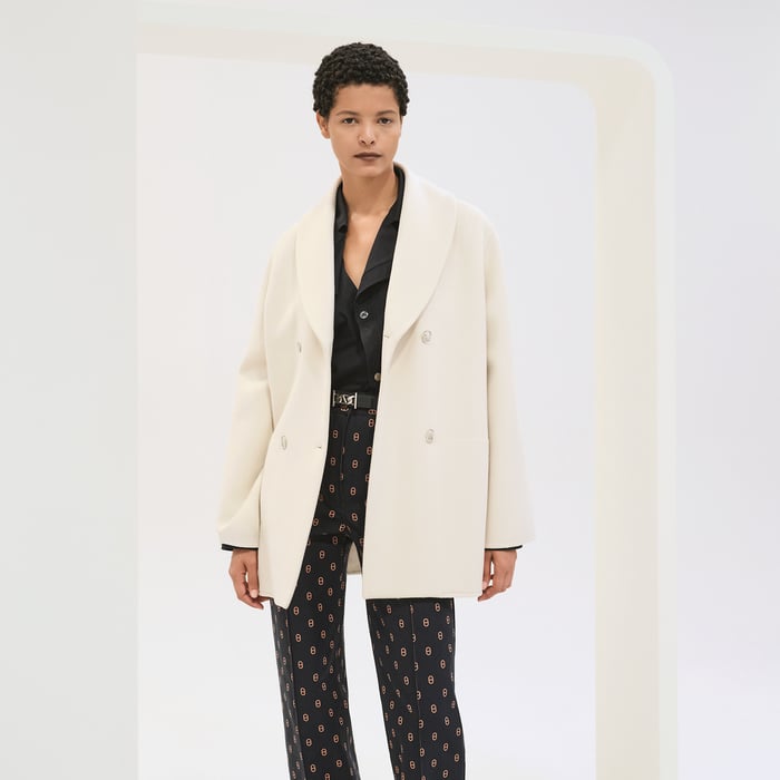 Blanc Sable "Chaine d'Ancre" Pea Coat
