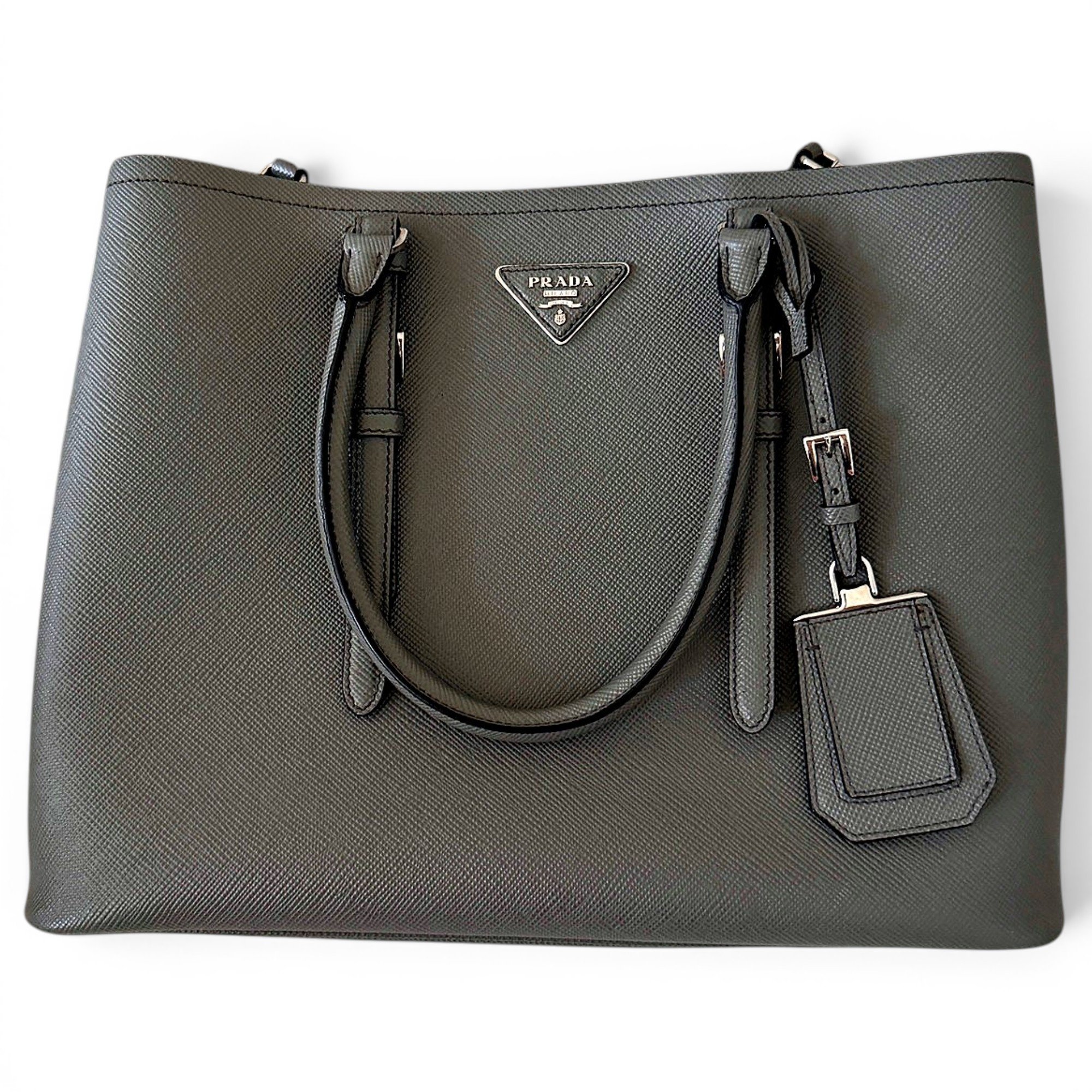 Double leather handbag