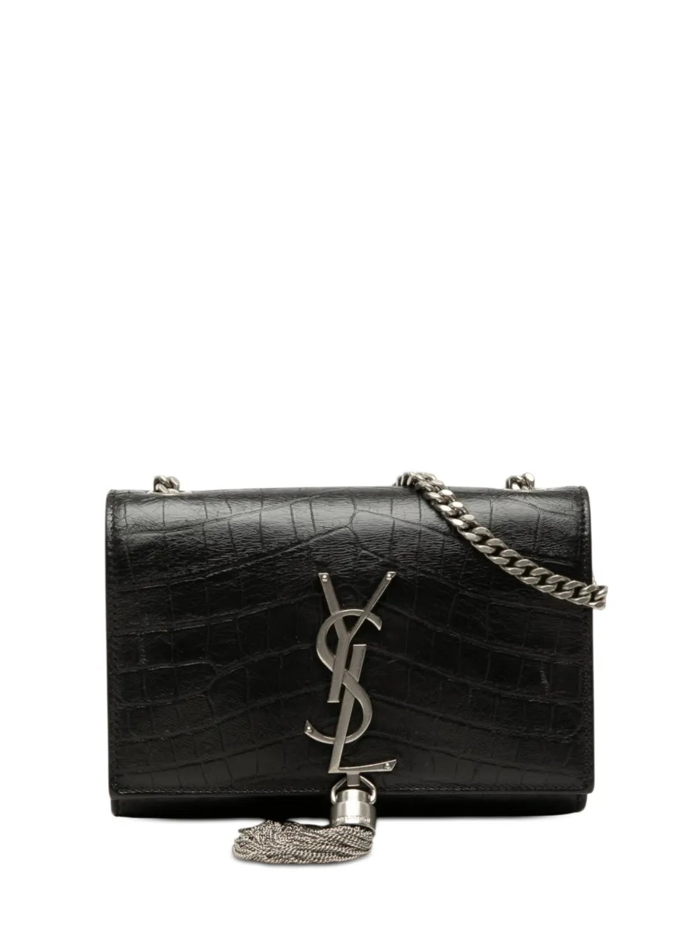 2010-2026 Small Croc Embossed Leather Monogram Kate Tassel crossbody bag
