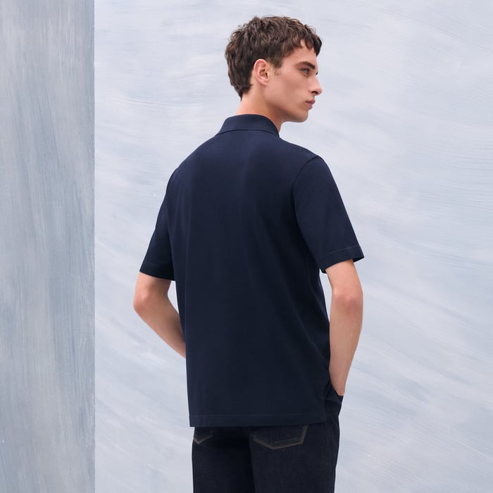 Marine "H" Embroidered Buttoned Polo Shirt