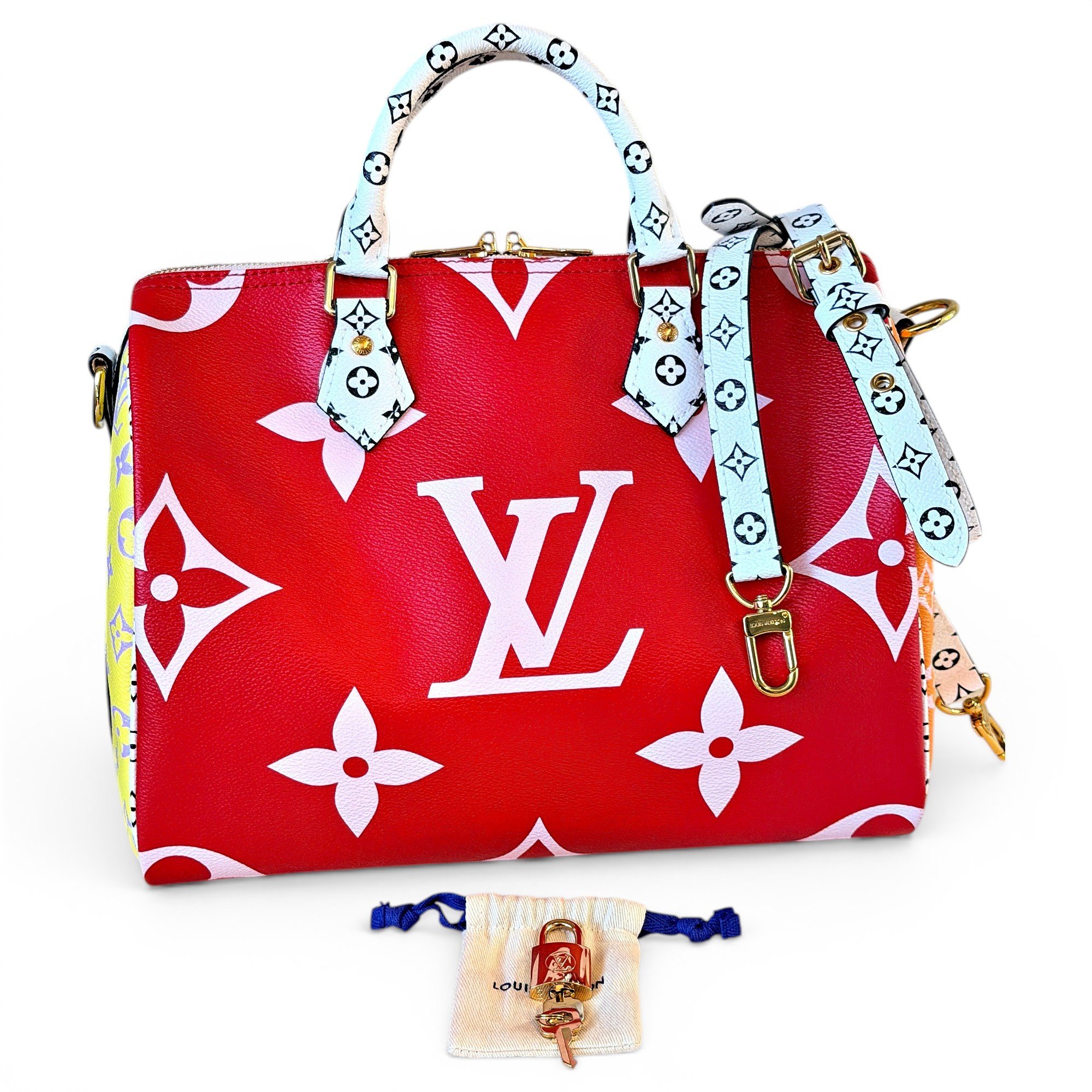Louis Vuitton Speedy Bandoulière linen bowling bag