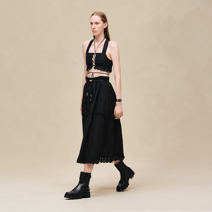 Noir Embroidered Skirt
