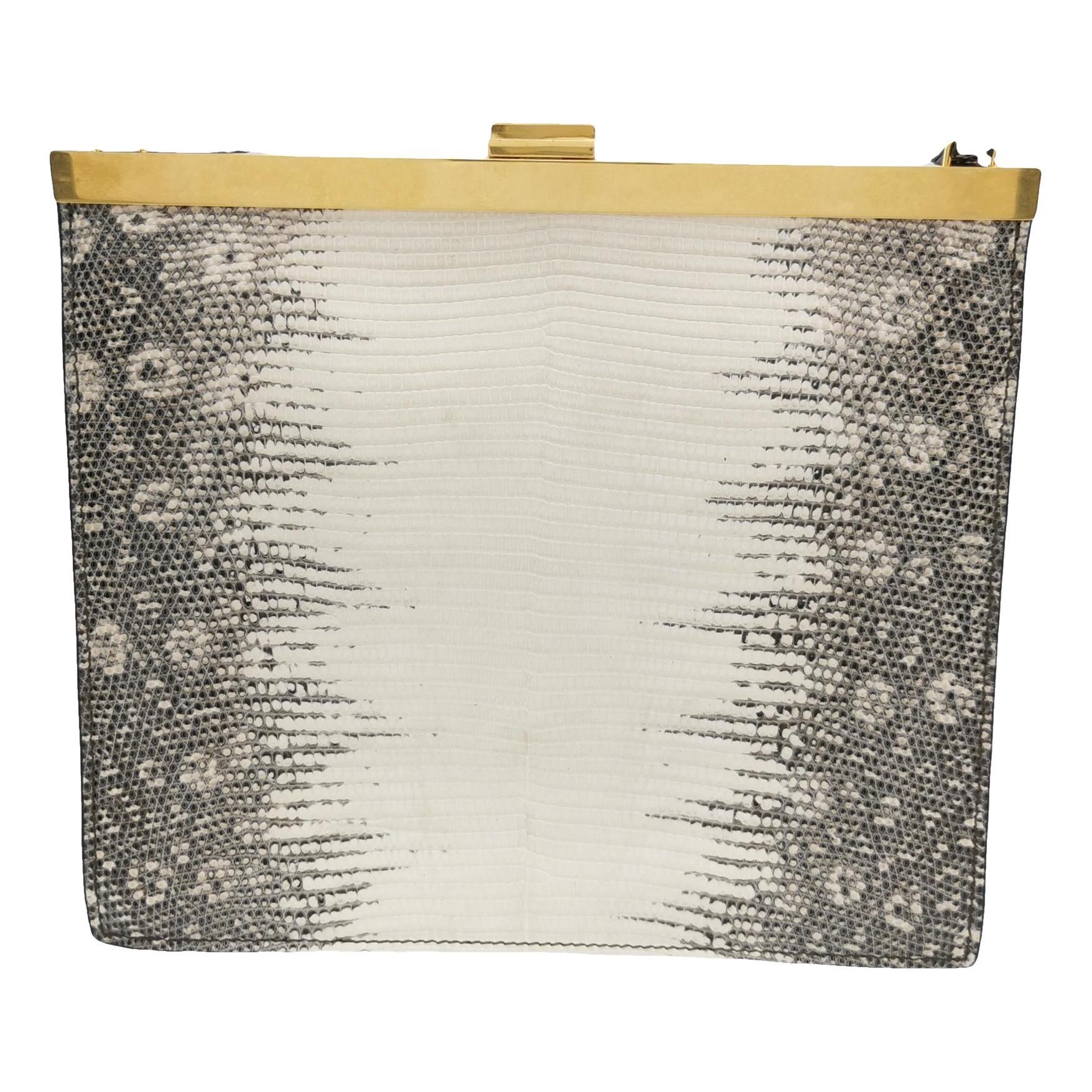 Clasp leather handbag