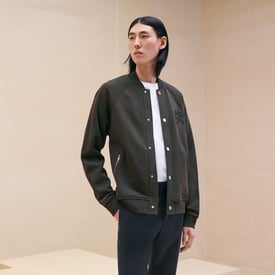 "Metallerie au Carre" varsity jacket with leather detail