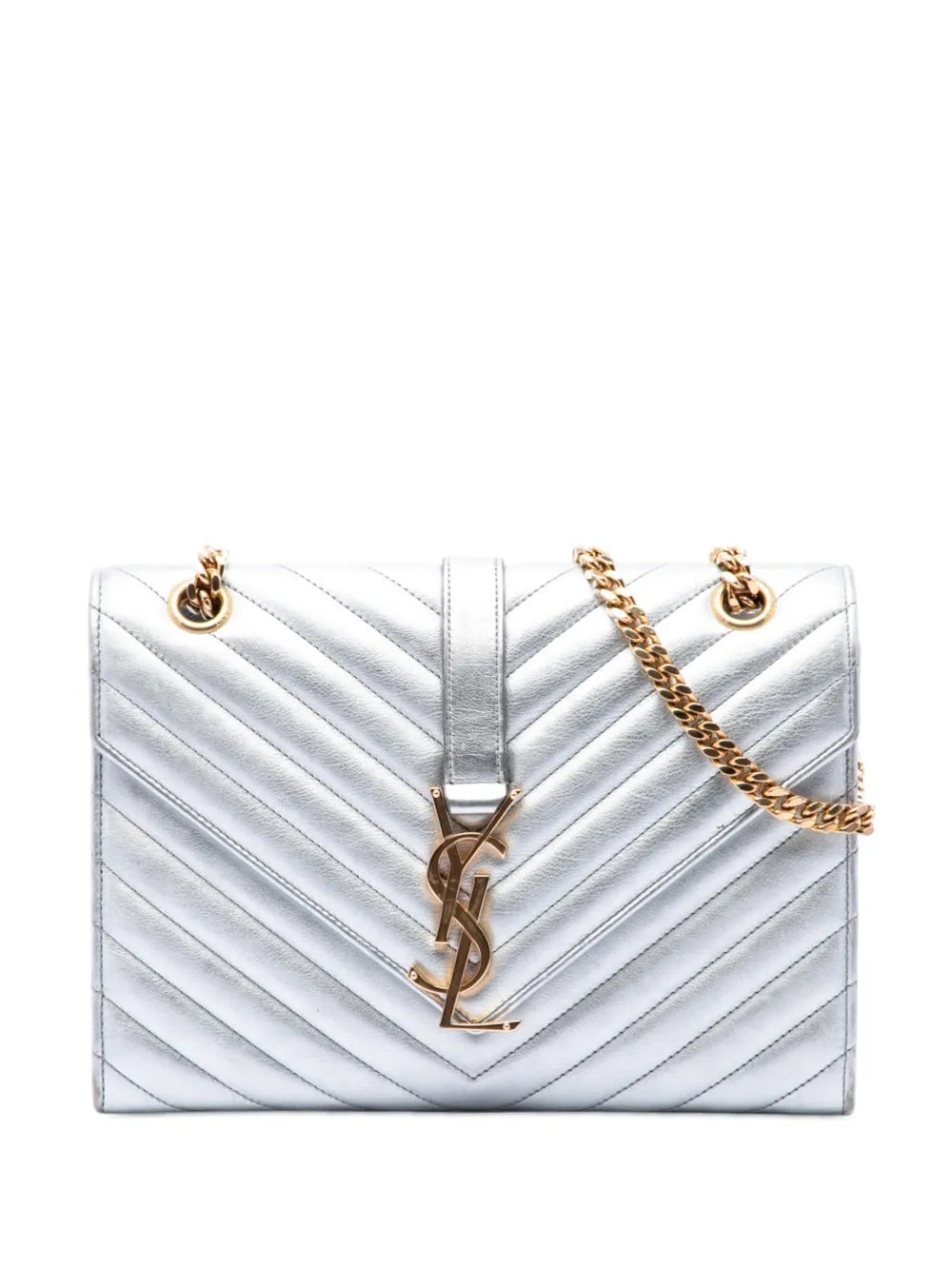 2015 Medium Chevron Metallic Calfskin Monogram Envelope Bag crossbody bag