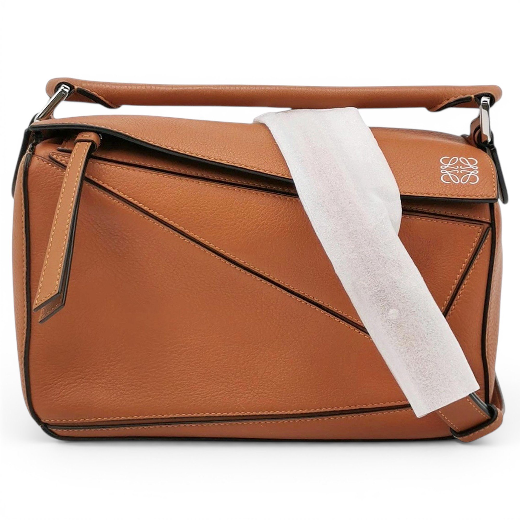 Puzzle leather handbag