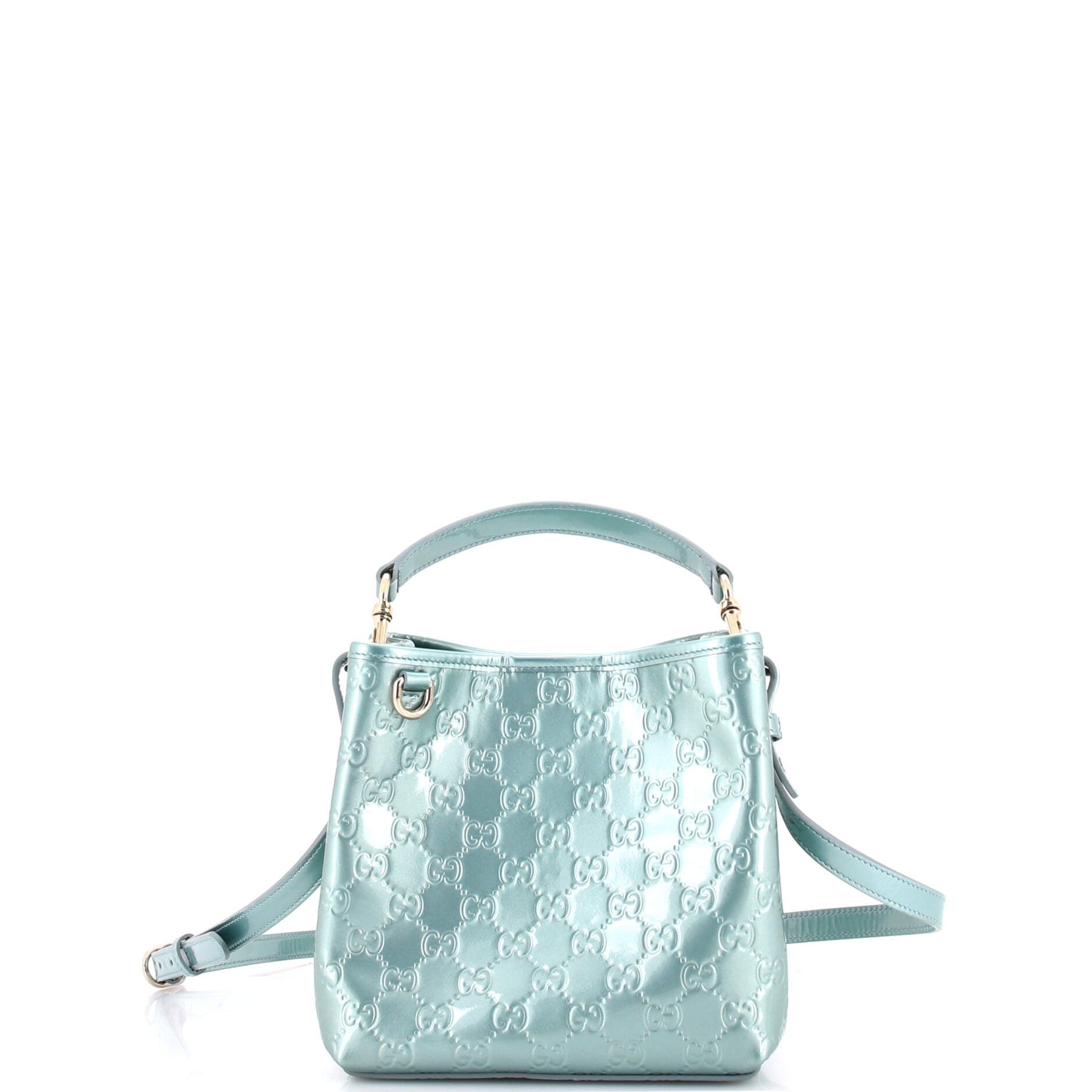 Emblem Bucket Bag GG Embossed Patent Small