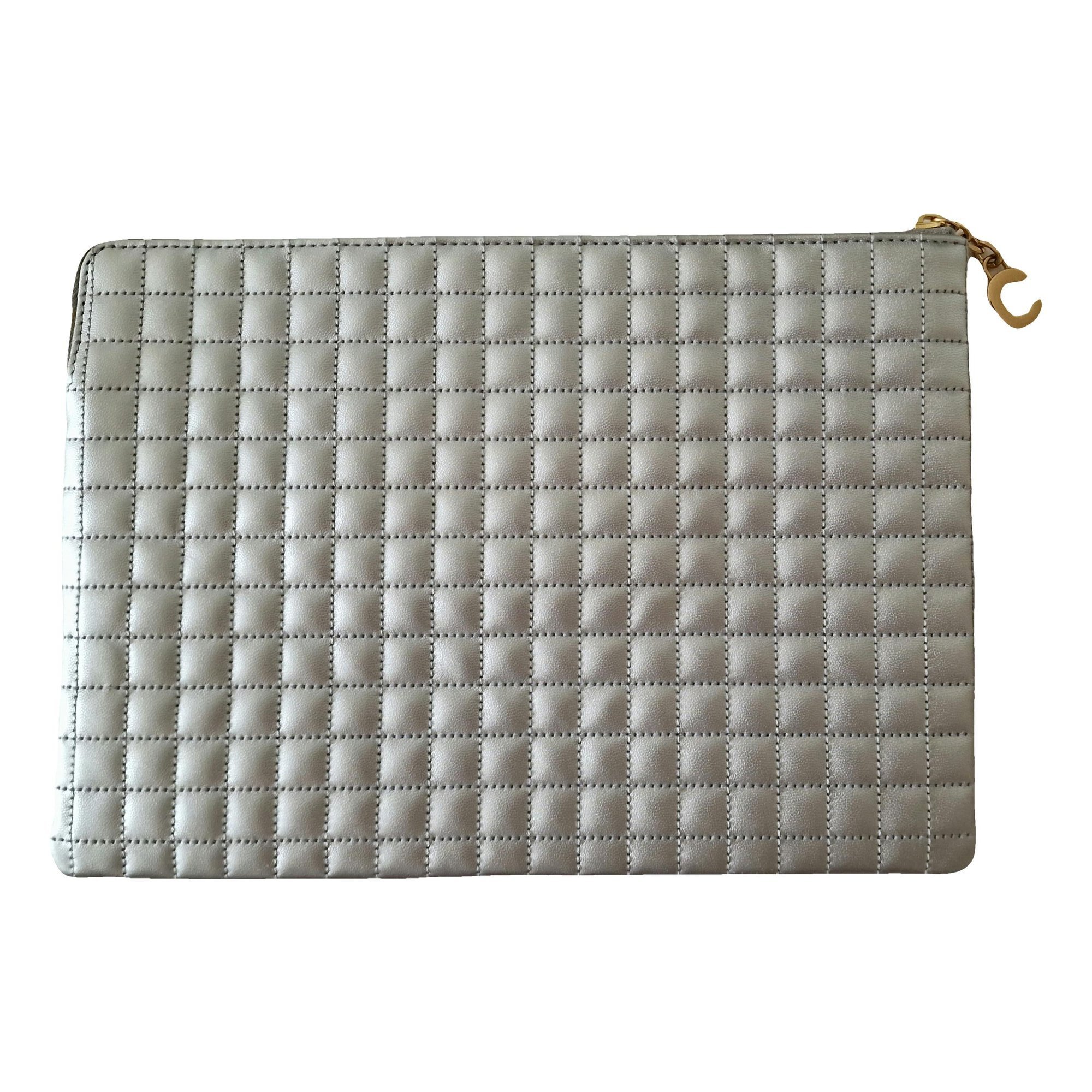 Charm leather clutch bag
