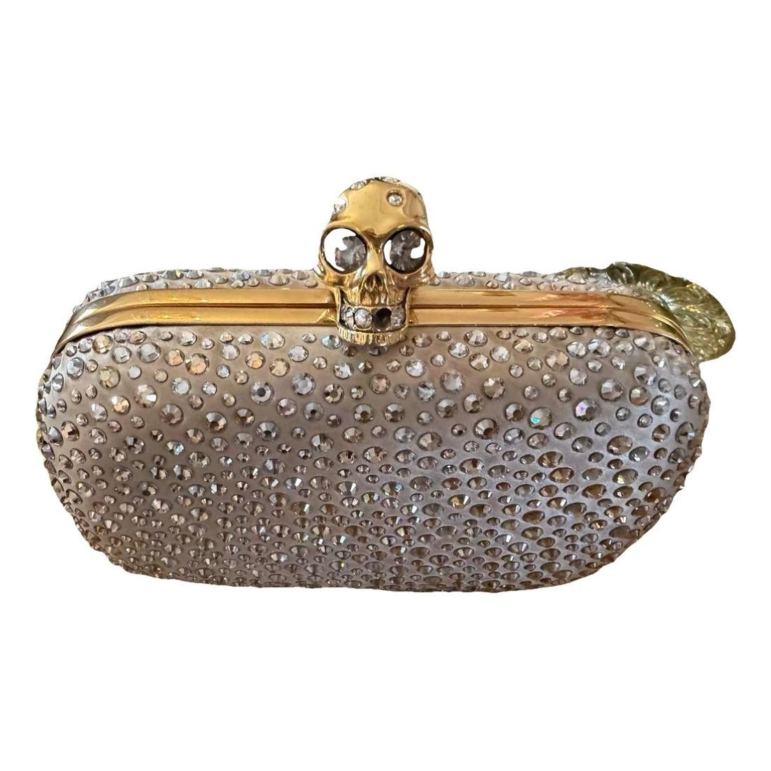 Skull leather clutch bag