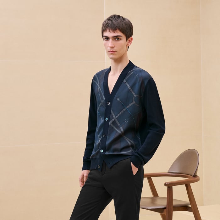 Marine "Parcours Sans Faute Soie" Buttoned Cardigan