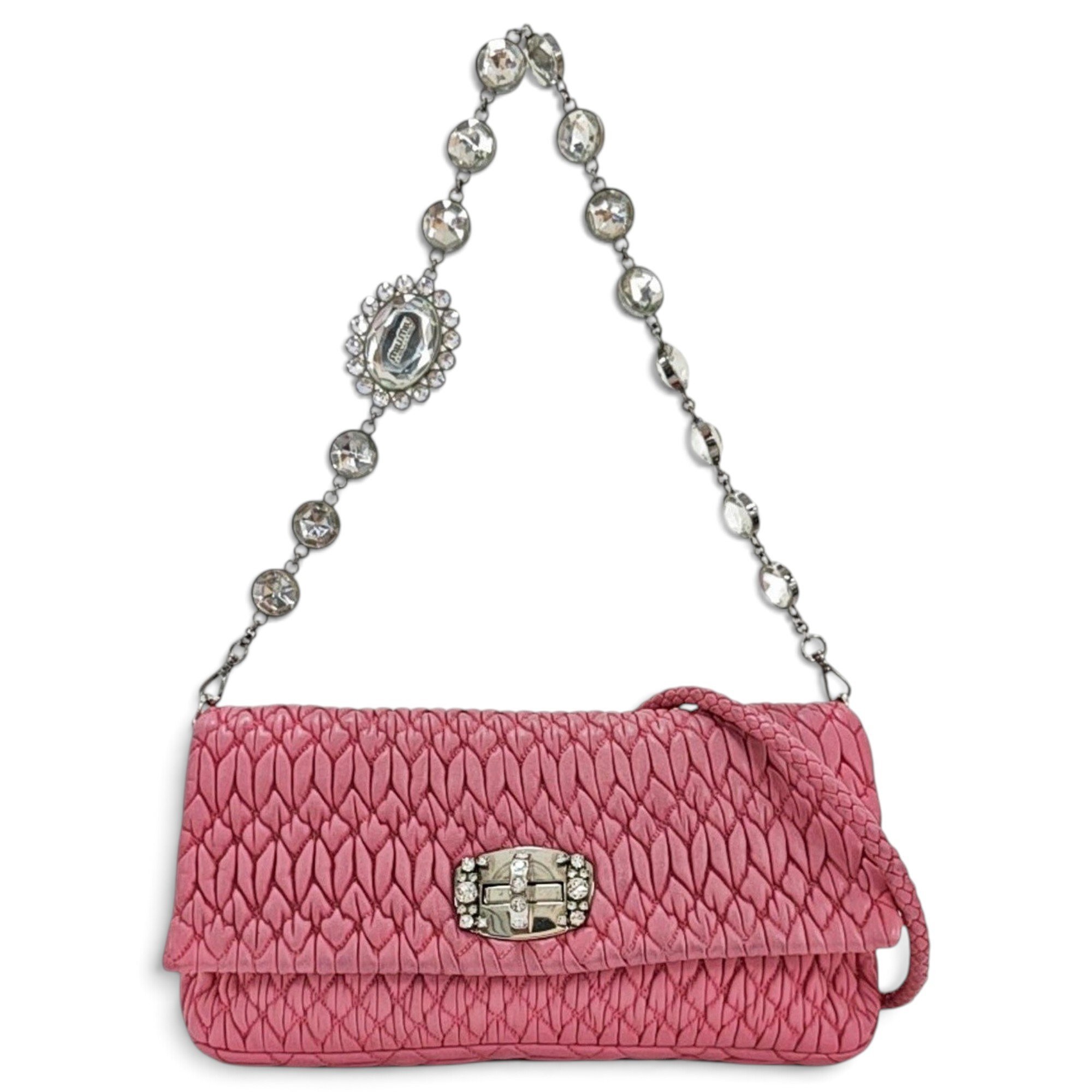 Miu Crystal leather handbag