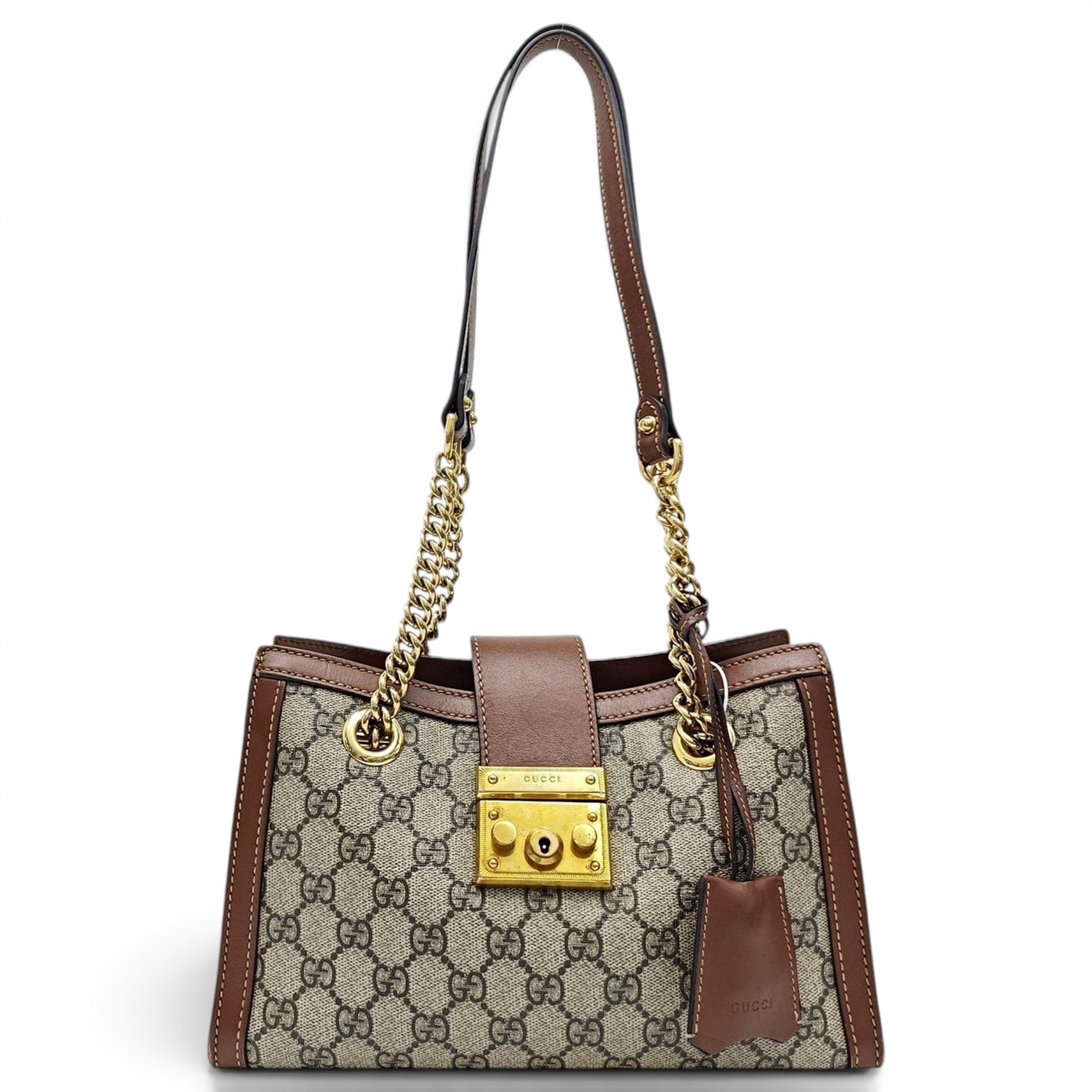 Padlock leather handbag