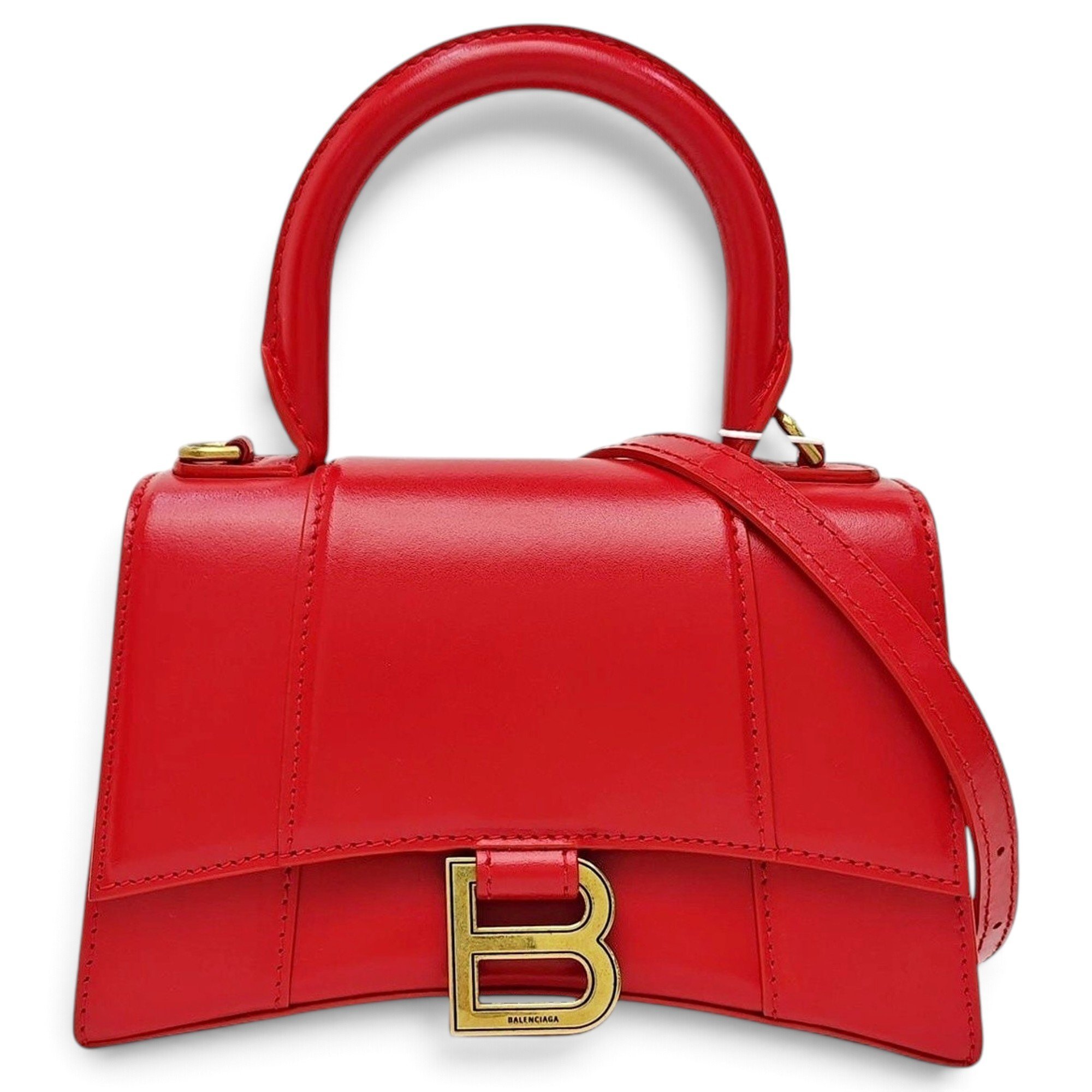 Hourglass leather handbag