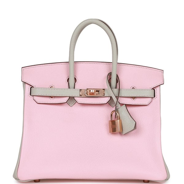 Hermes Hermes Special Order (HSS) Birkin 25 Rose Sakura and Gris Perle Chevre Mysore Rose Gold Hardware