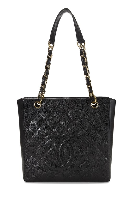 Black Quilted Caviar Petite Shopping Tote (PST)