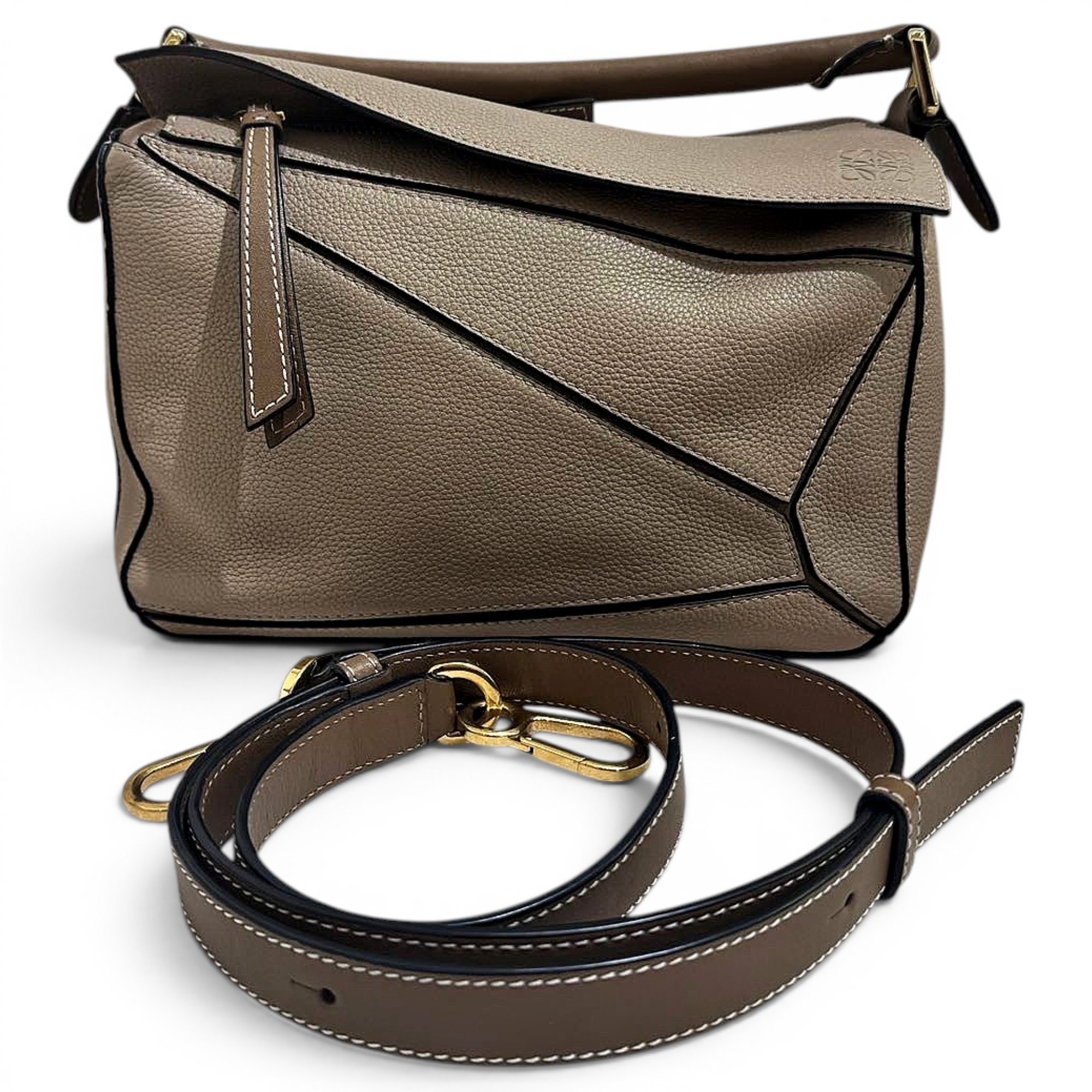 Puzzle leather handbag