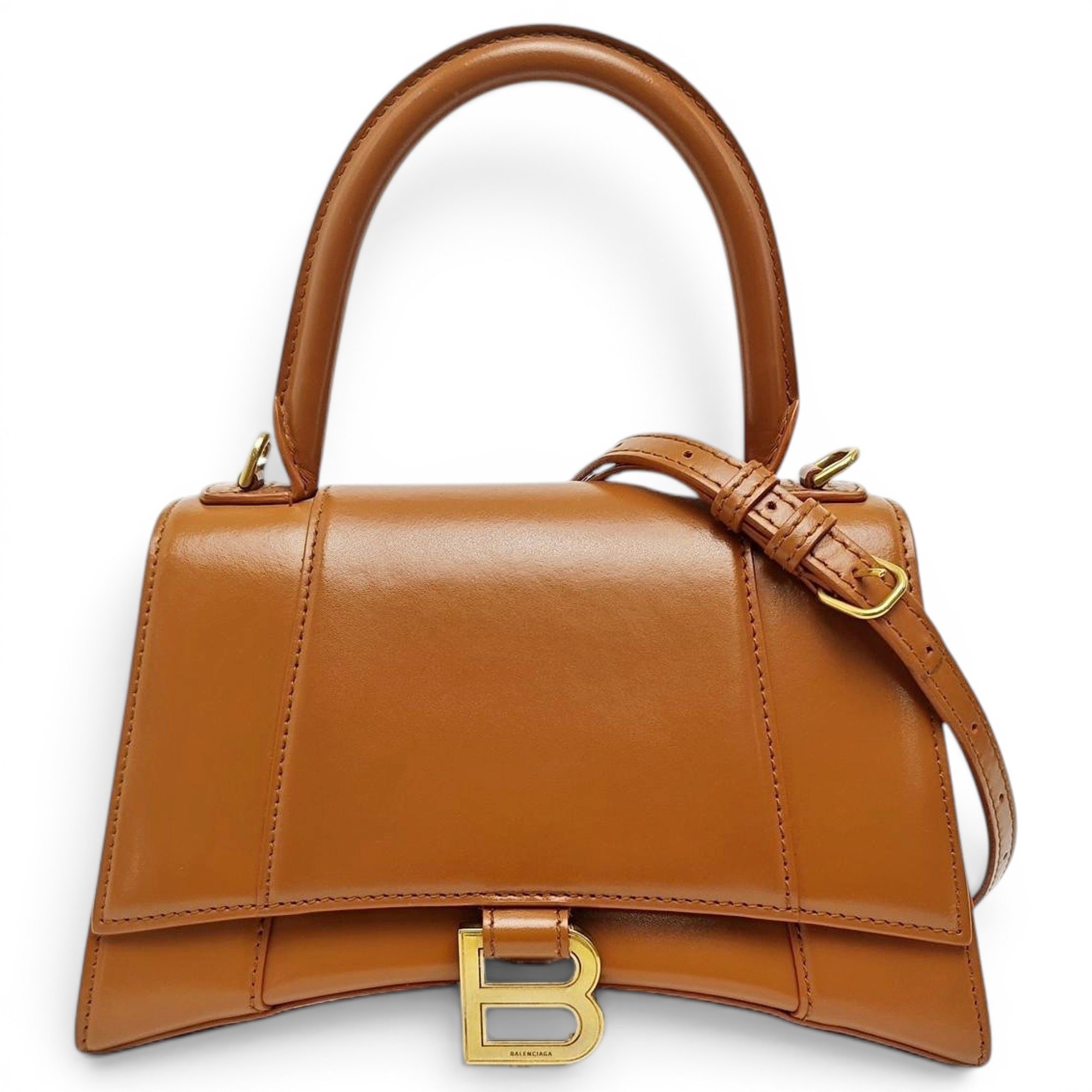 Hourglass leather handbag