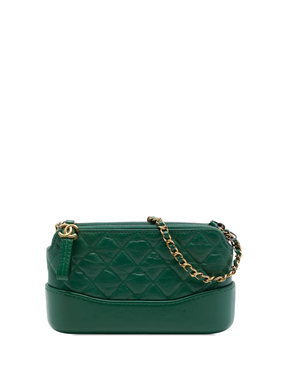2019 Aged Calfskin Gabrielle Double Zip Clutch with Chain crossbody bag