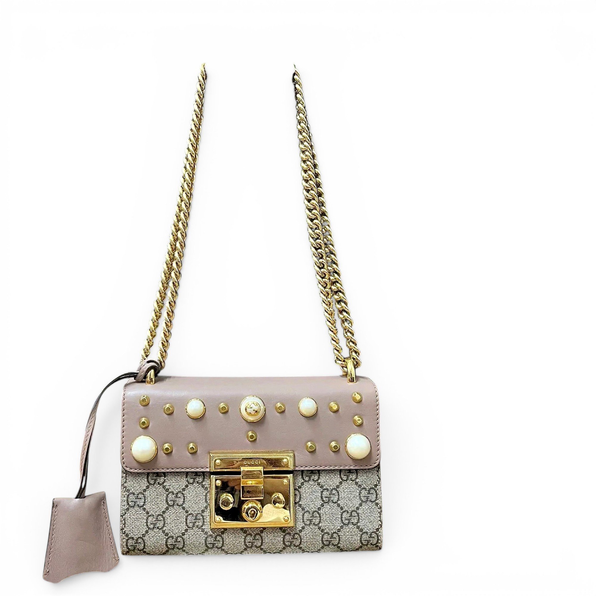Padlock leather handbag