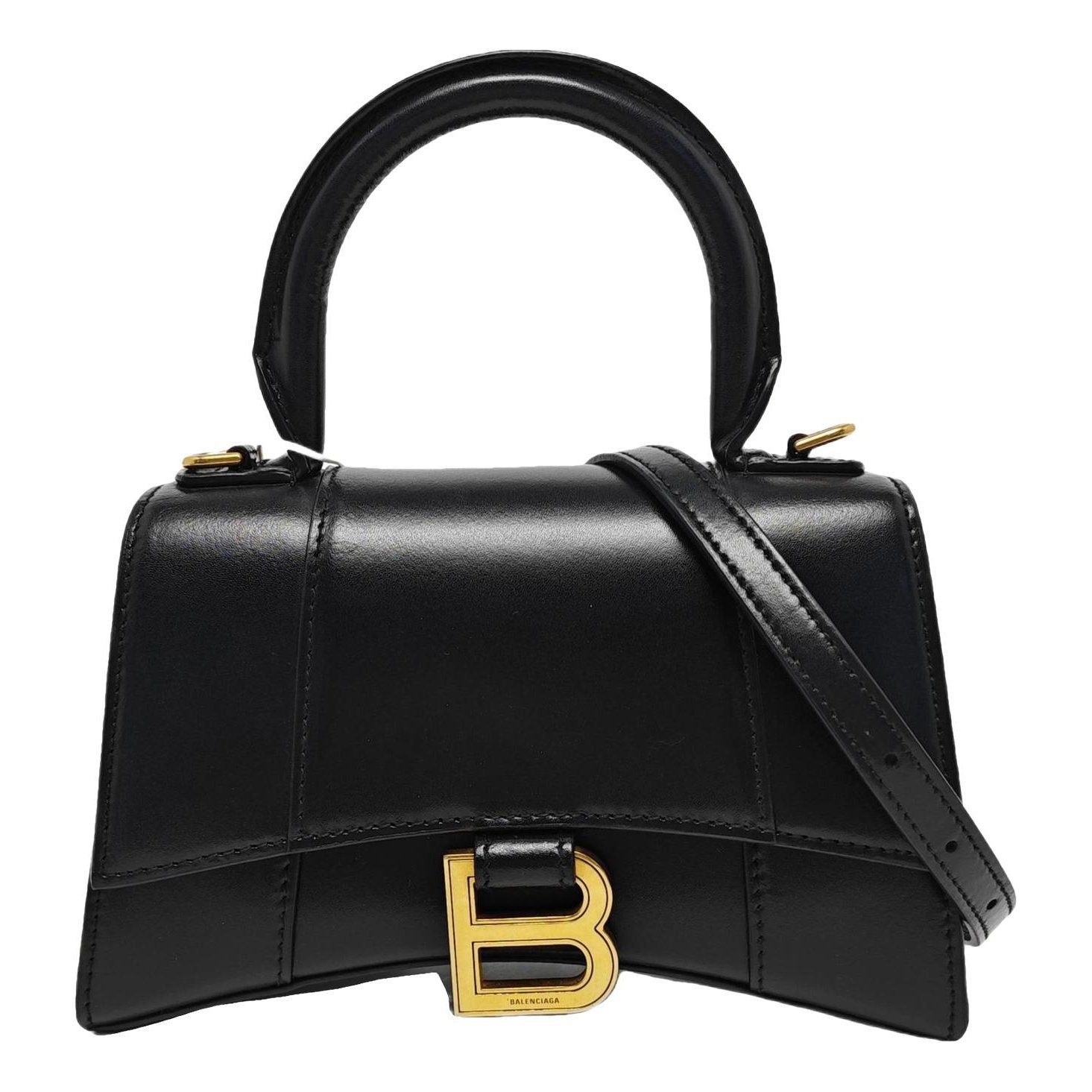 Hourglass leather handbag