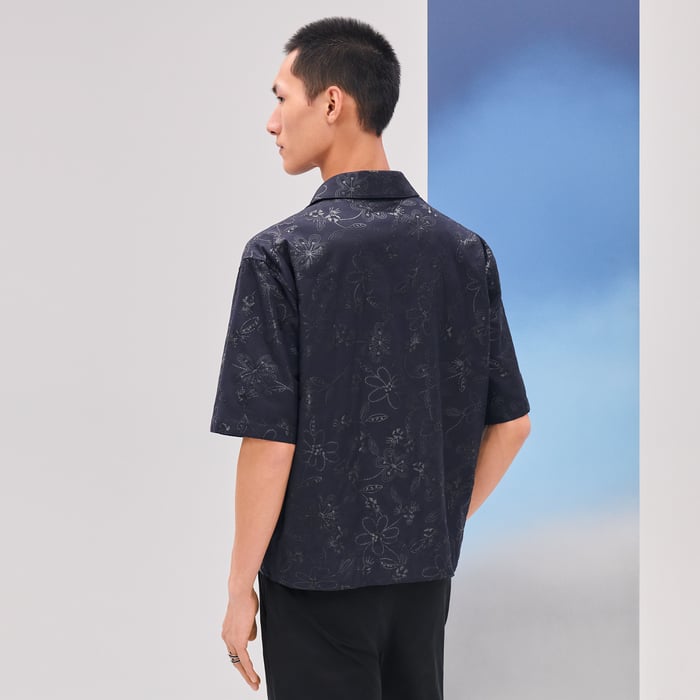 Marine "Fleurs Technique" Short-sleeve Overshirt