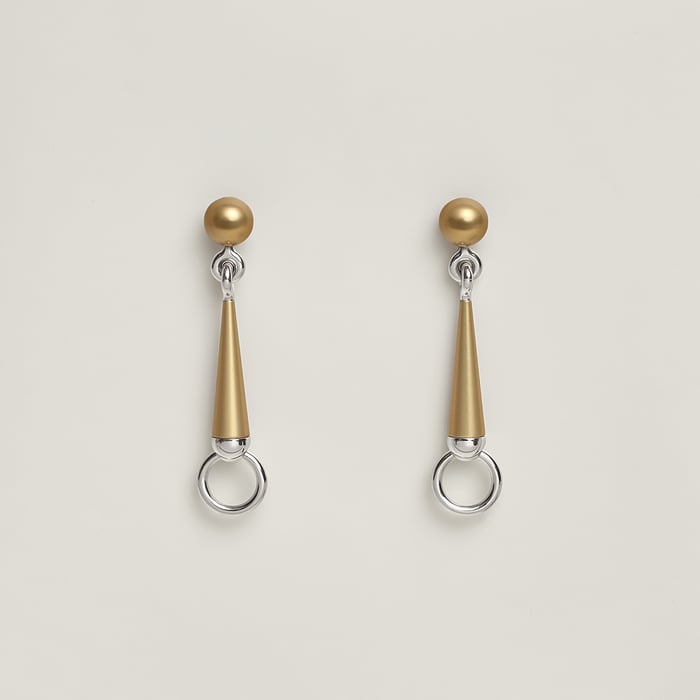 Doré Lumière Epure Equestre Aluminium Earrings, Small Model