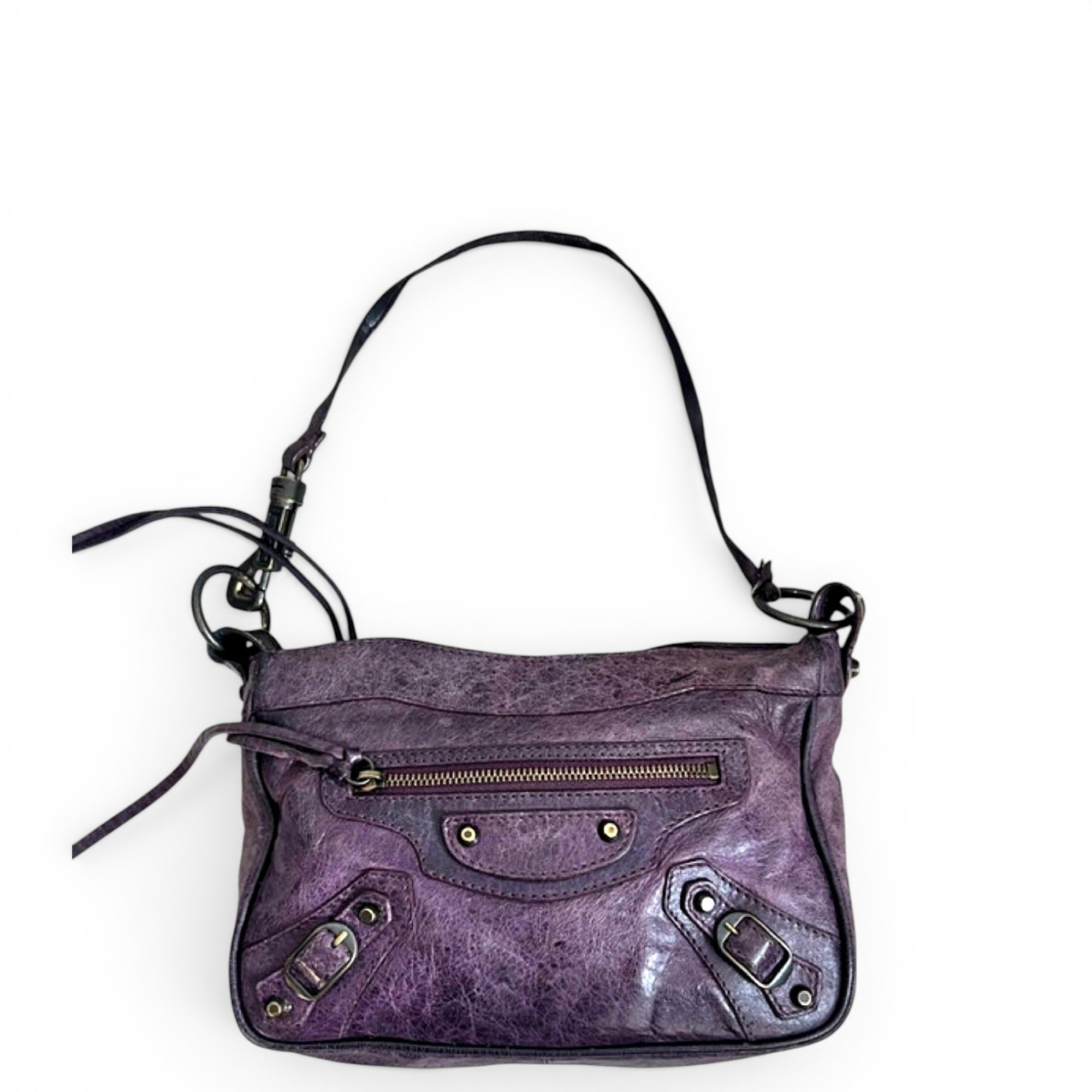 Hip leather handbag