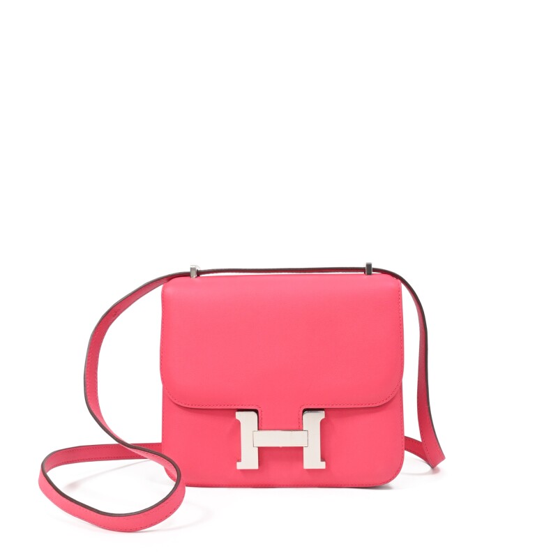 Hermes Rose Azalée Swift Mini Constance 18 Palladium Hardware, 2018