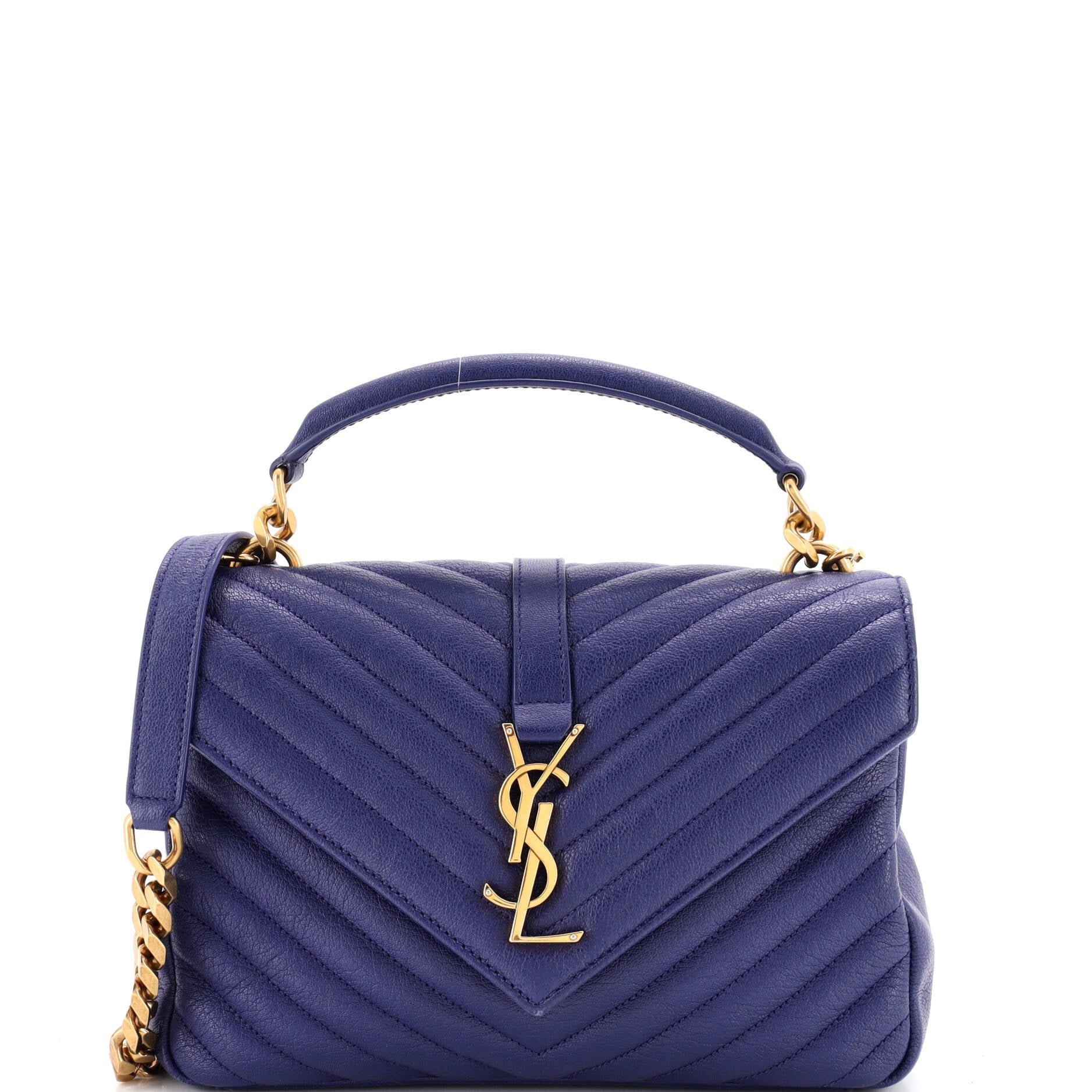 Classic Monogram College Bag Matelasse Chevron Leather Medium